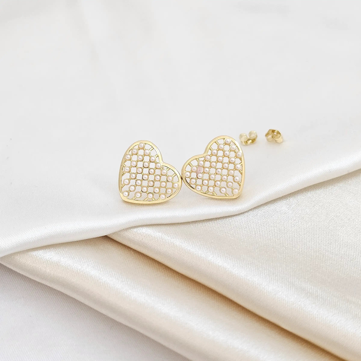 Topo Corazon Con Maya Perlado Dorado Rf K4806