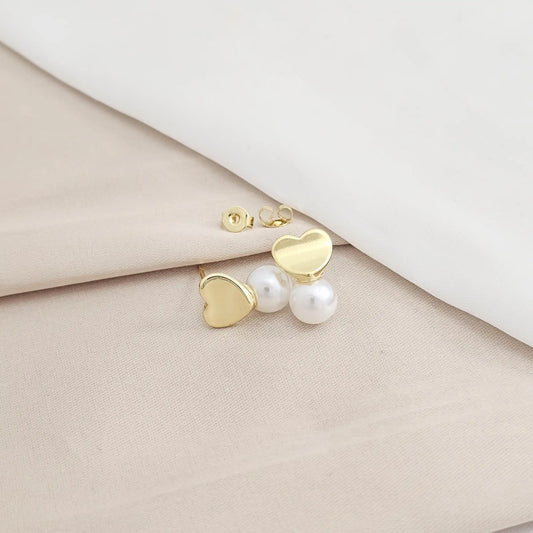 Topo Corazon Curvo Dorado Con Perla Rf K8119