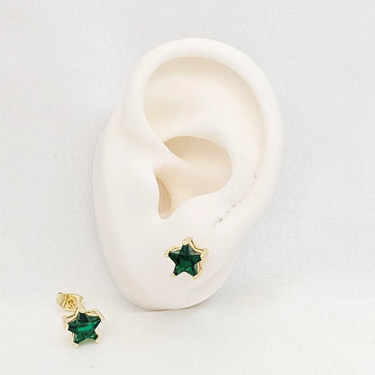 Topo Dorado Circon De Estrella Verde Rf K7447