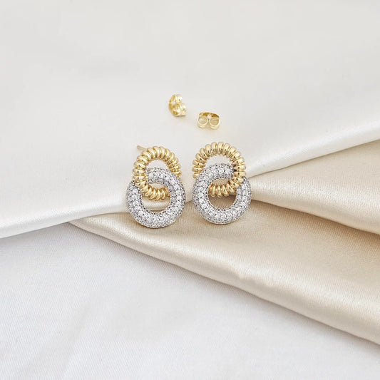 Topo Dos Aros Enlazados Dorado Y Plateado Rf K4922