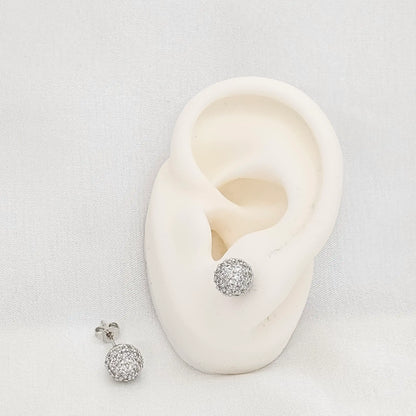 Topo Esfera Plateada Con Circones Cristal Rf K7044
