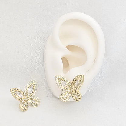 Topo Mariposa Grande Dorado Con Circones Rf K7233