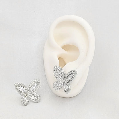 Topo Mariposa Grande Plateada Con Circones Rf K6967