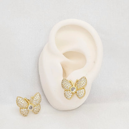 Topo Mariposa Mediana Con Circon Dorado Rf K7047
