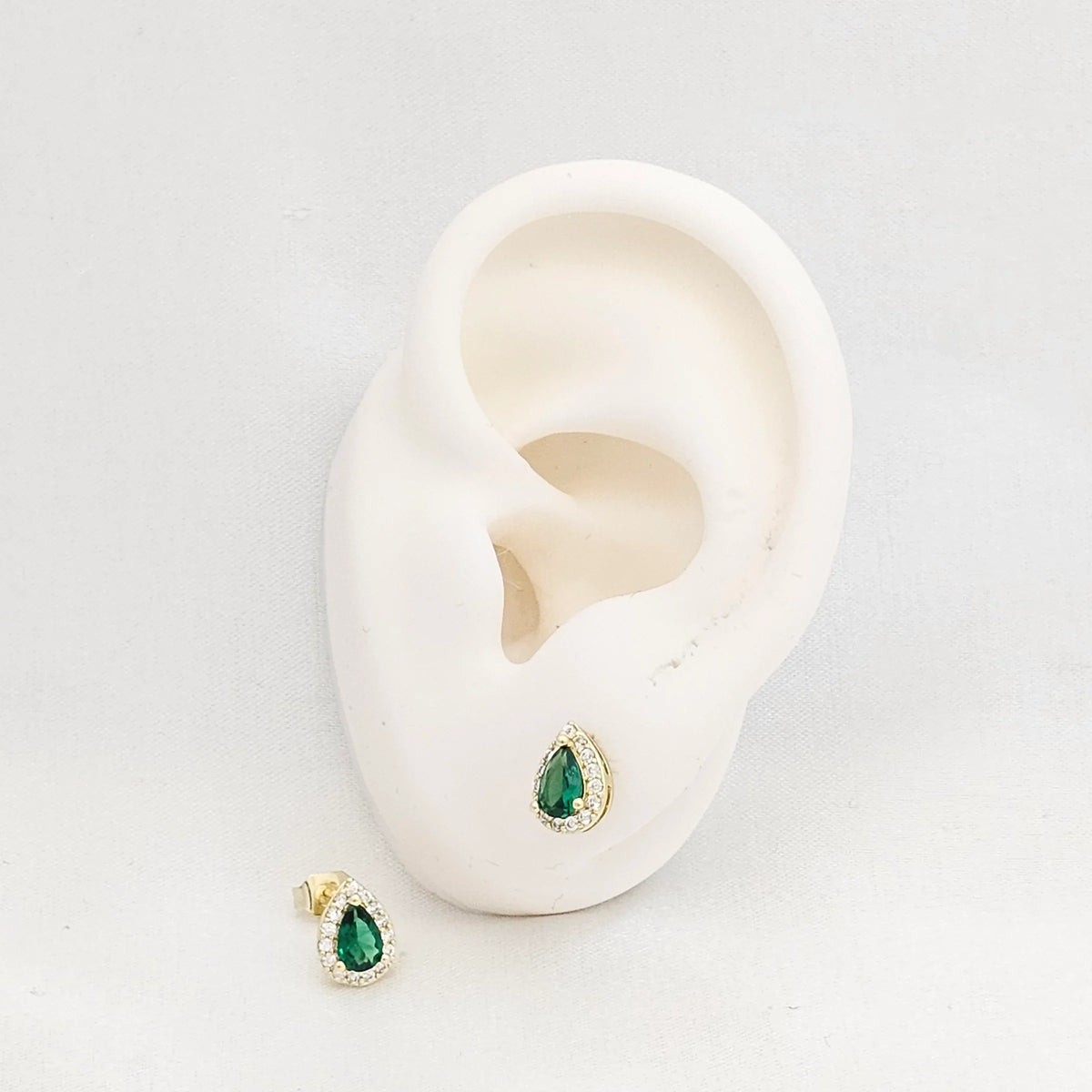 Topo Mini Gota Dorado Circon Verde Rf K7174