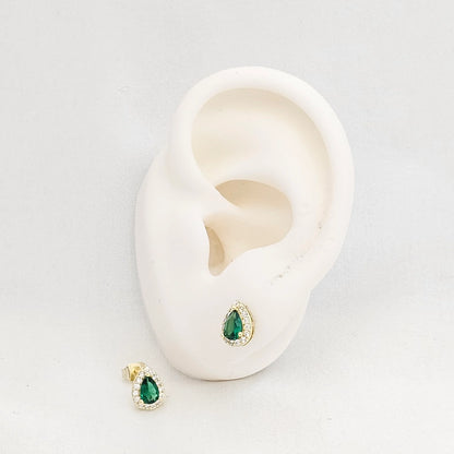 Topo Mini Gota Dorado Circon Verde Rf K7174