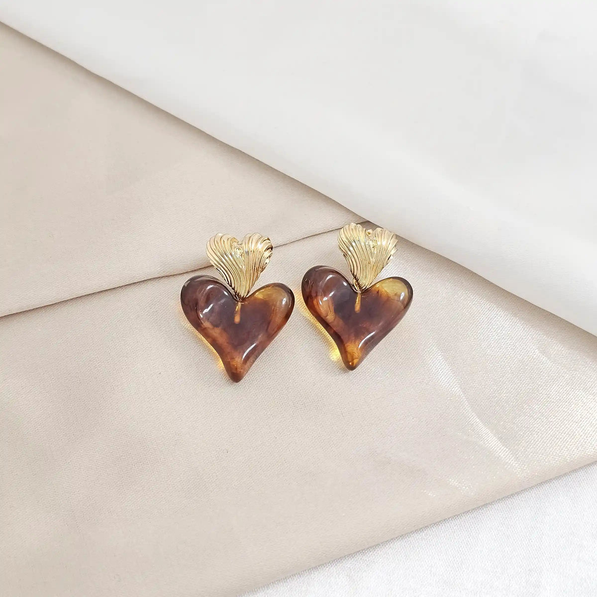 Topo Nacar  Doble Corazon Cafe Dorado Rf K8235