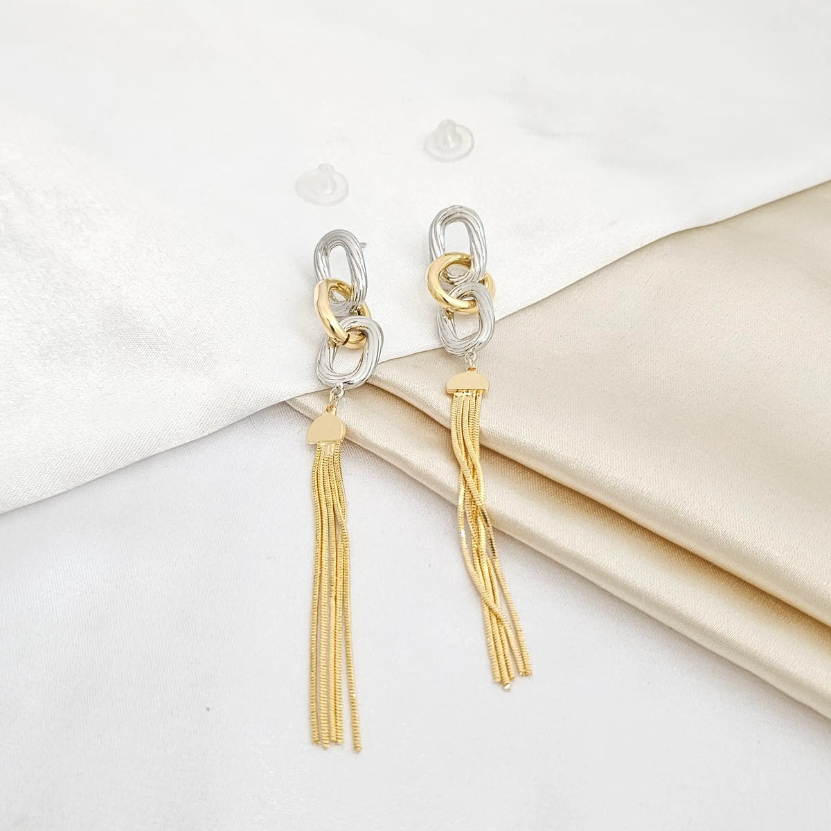 Topo Tres Aros Plateado Con Cadenas Dorado Rf K5216