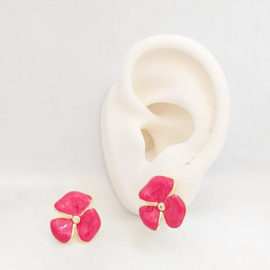 Topo Tres Petalos Dorado Nacar Rojo Rf K7154