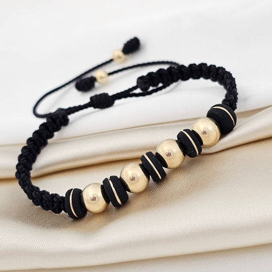 PULSERA GOLD MACRAME  #8-5 NEOPRENO DONA NEGRA