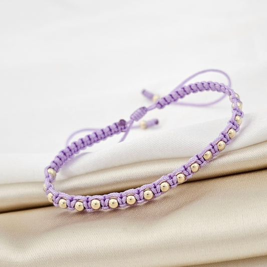 PULSERA GOLD MACRAME #3 LILA