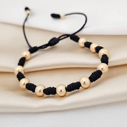 PULSERA GOLD DENARIO # 6  NEGRA