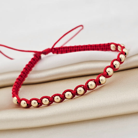 PULSERA GOLD MACRAME # 4 ROJA