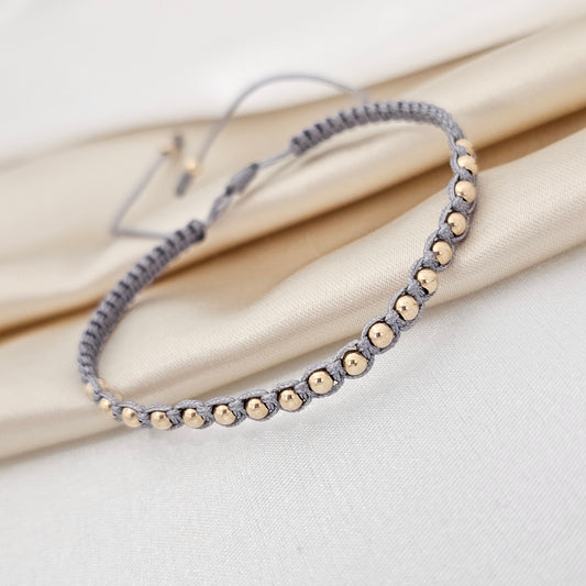 PULSERA GOLD MACRAME # 3 GRIS