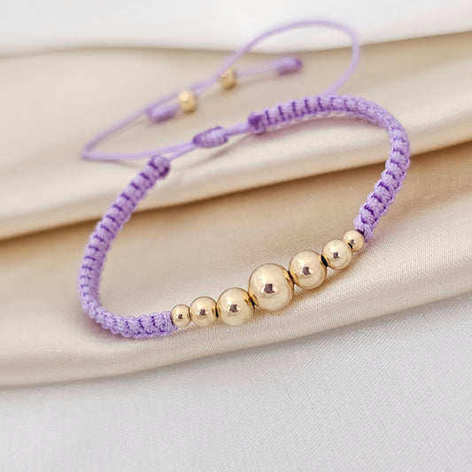 PULSERA GOLD MACRAME # 3-4-5-6 LILA
