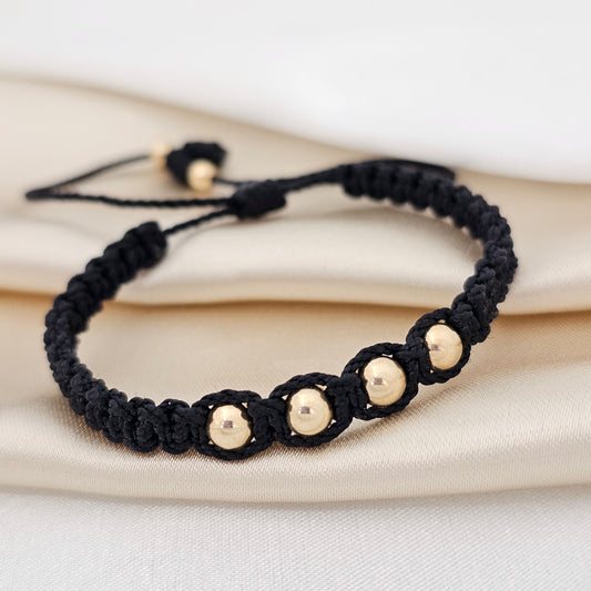PULSERA GOLD MACRAME  # 5 NEGRA
