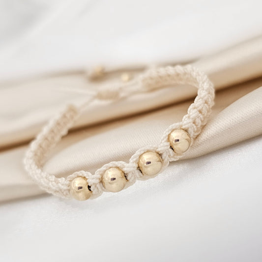 PULSERA GOLD MACRAME  #5 BEIGE
