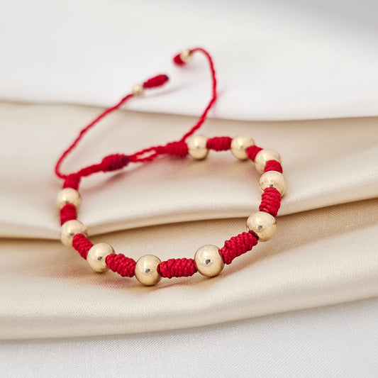 PULSERA GOLD DENARIO   # 6  ROJA