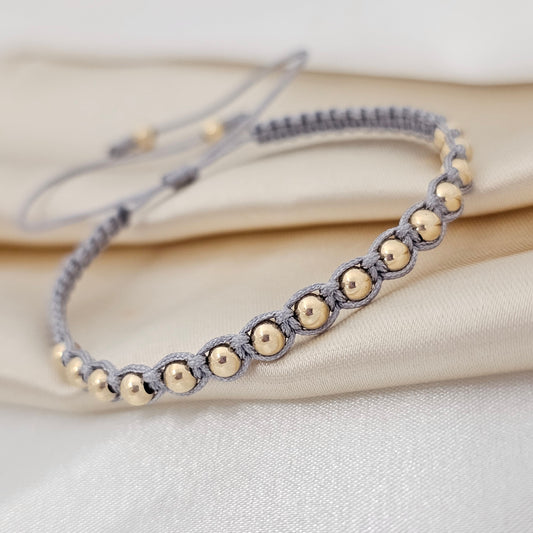 PULSERA GOLD  MACRAME # 4 GRIS