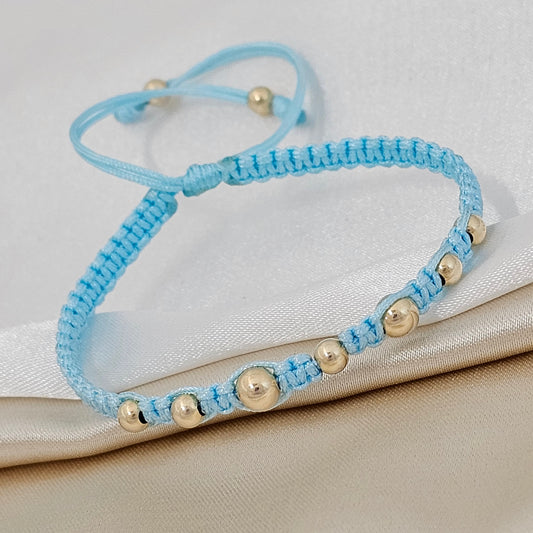 PULSERA GOLD MACRAME # 4 # 5 AZUL CLARO