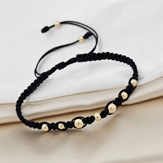 PULSERA GOLD MACRAME # 4 # 5 NEGRA