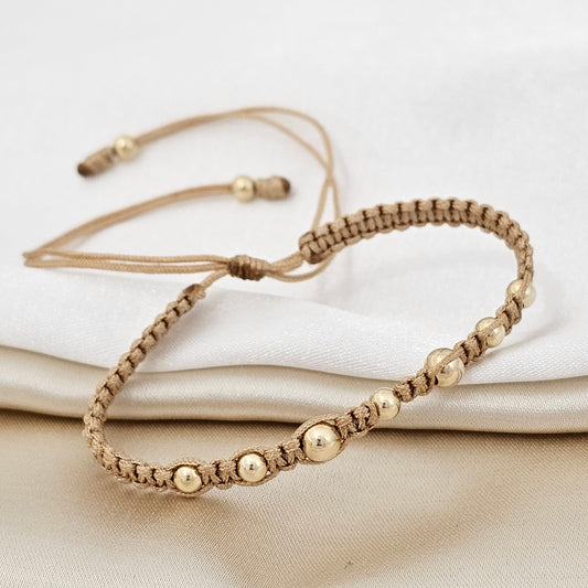 PULSERA GOLD MACRAME  # 4 # 5  BEIGE